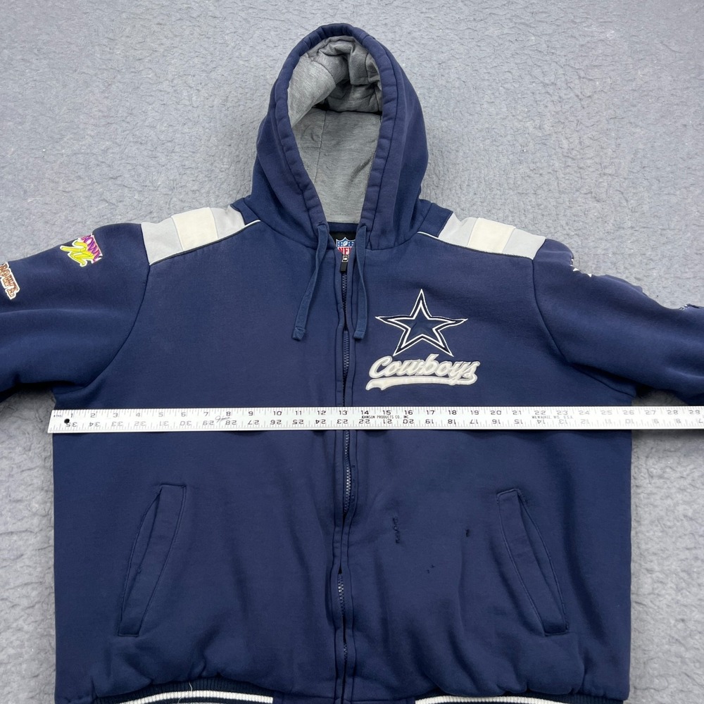 NFL Dallas Cowboys Super Bowl Champions Jacket Men's XL Blue Zip Hoodie Patches - Picture 11 of 16